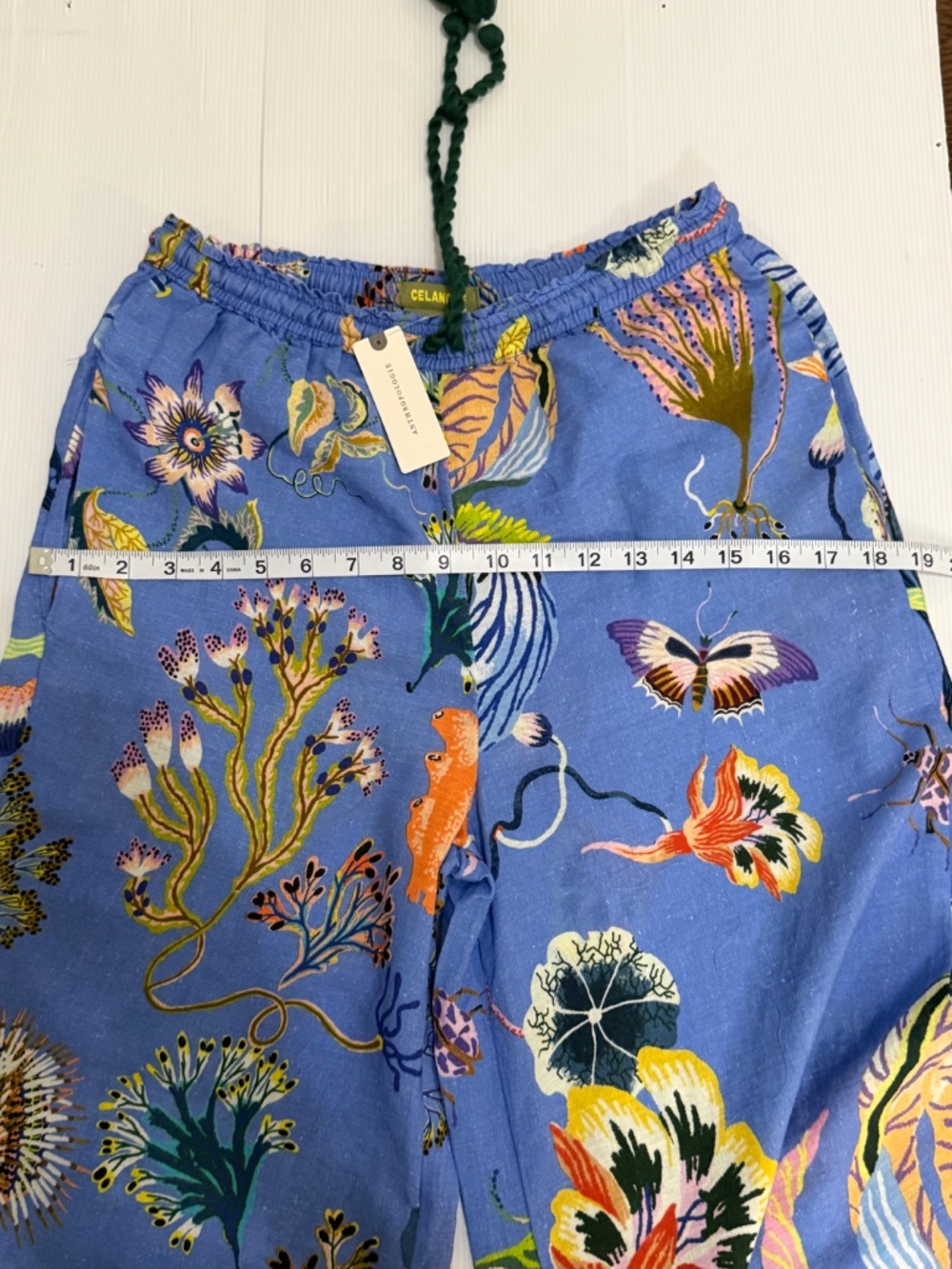 NWT Anthropologie Celandine x Sarah Gordon Linen Blend Wide-Leg Pants Blue XS - Picture 7 of 12